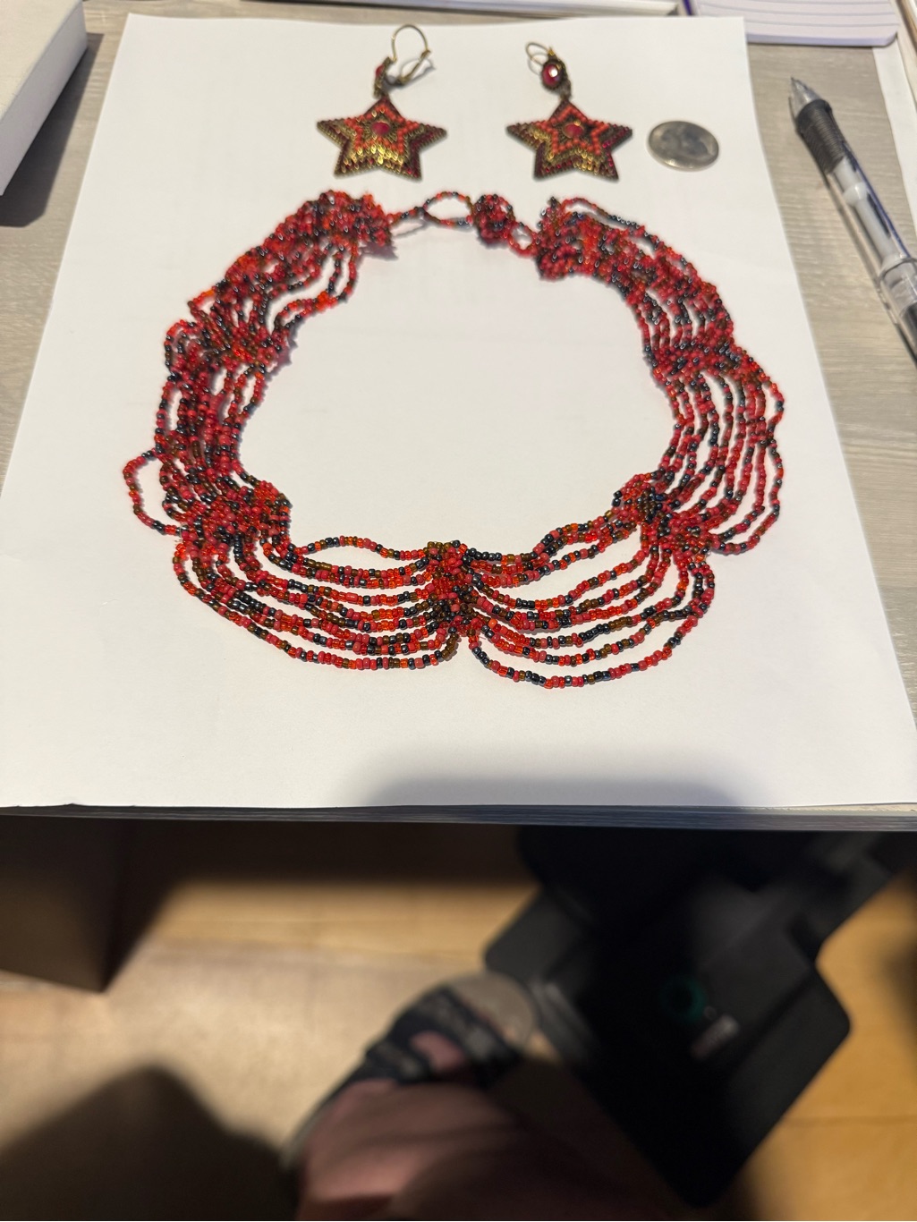 Beautiful Red Necklace And Matching Earrings Purchased In Sorrento Italy.
